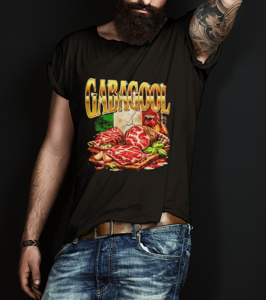 Gabagool Italian Cuisine With Italian Flag And Traditional Ingredients T-Shirt