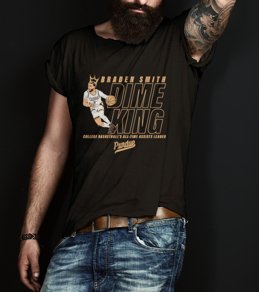 Braden Smith Dime King College Basketball's All Time Assists Leader Purdue T-Shirt