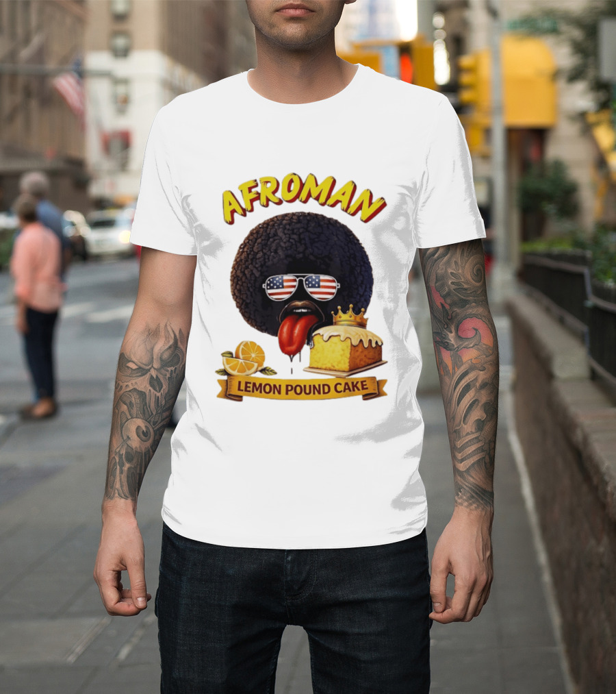 Afroman Lemon Pound Cake Sunglasses Tongue Crown Lemons T-Shirt