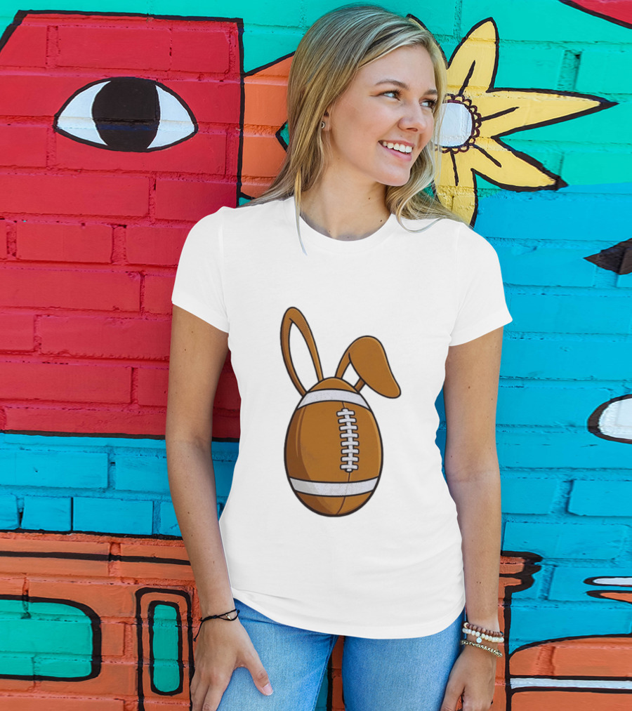 Easter Bunny Ears Football Egg Happy Easter T-Shirt