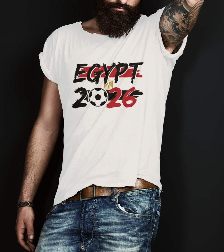 Egypt 2026 World Cup Soccer Emblem And Flag T-Shirt