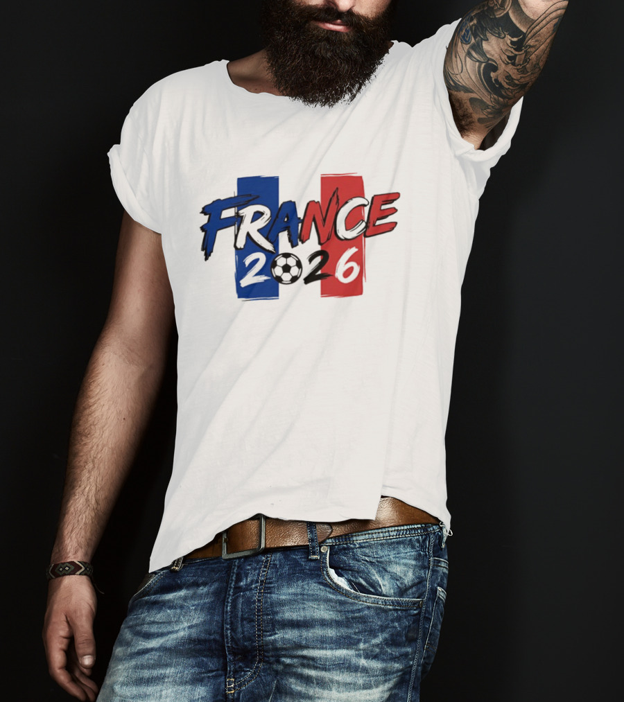 France 2026 Soccer World Cup Blue Red T-Shirt