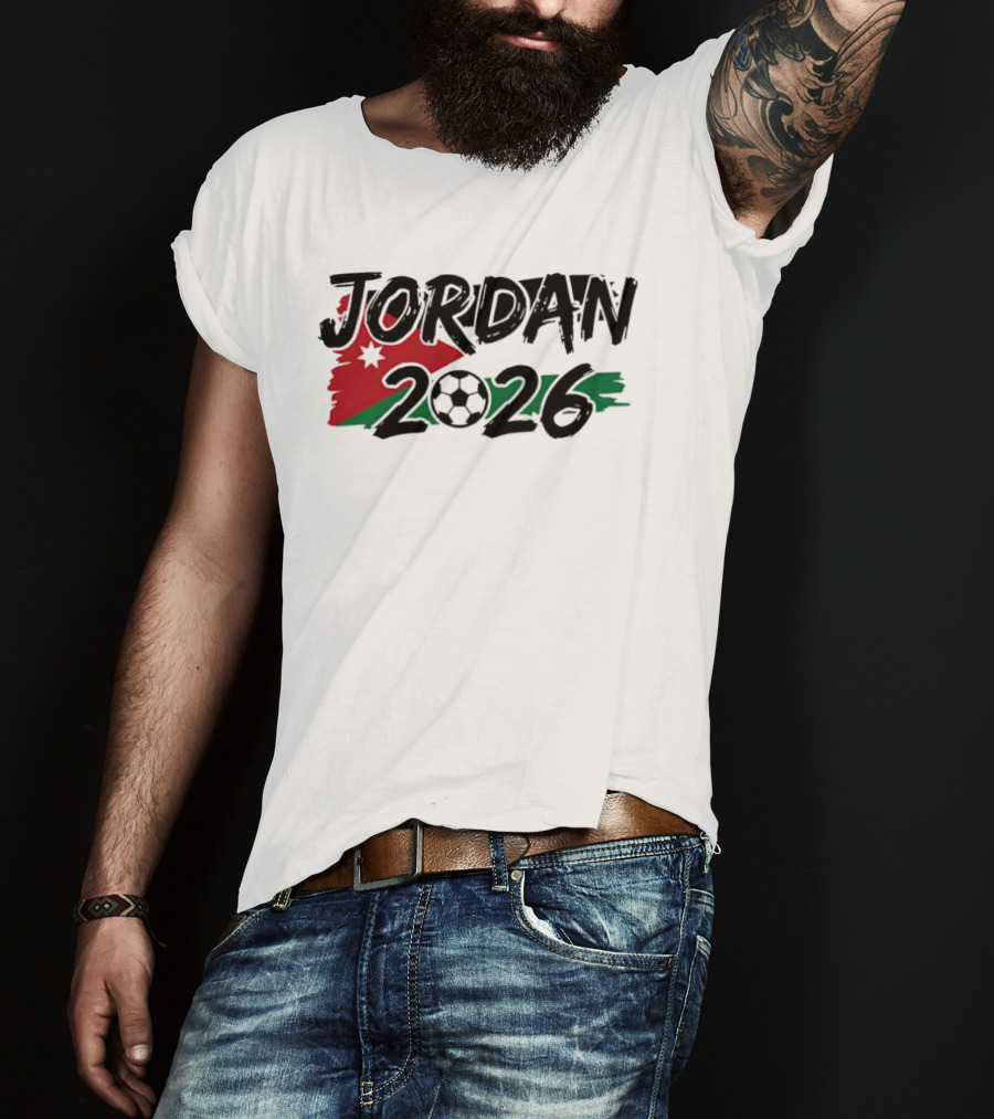 Jordan 2026 World Cup Soccer Team Flag Map Football T-Shirt