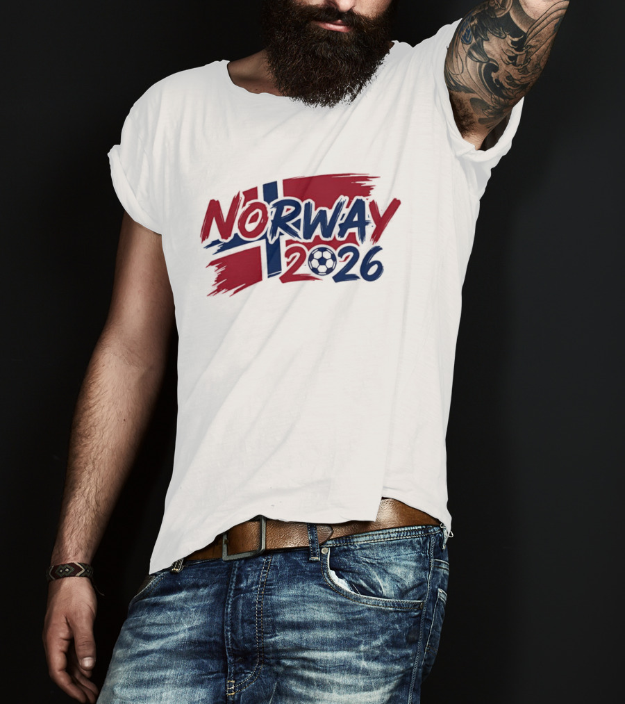 Norway 2026 Soccer National Team Flag Style Soccer Ball T-Shirt