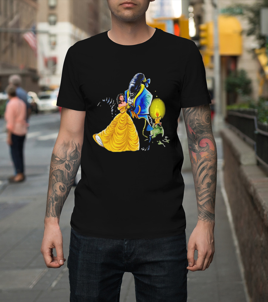 Belle Beauty And The Xenomorph Alien Monster Dance Candelabra T-Shirt