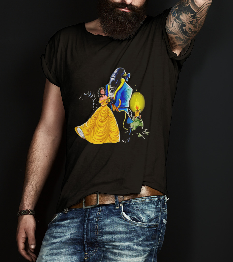 Belle Beauty And The Xenomorph Alien Monster Dance Candelabra T-Shirt