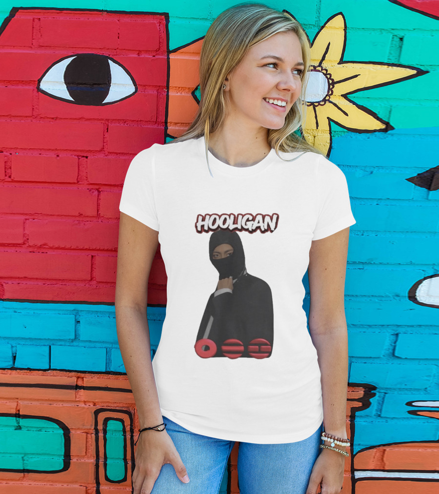 Hooligan Masked Style With BTS Concert Red Accents T-Shirt