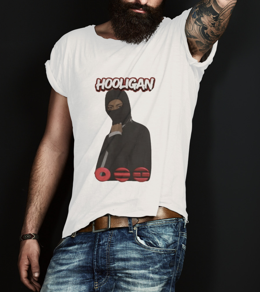 Hooligan Masked Style With BTS Concert Red Accents T-Shirt