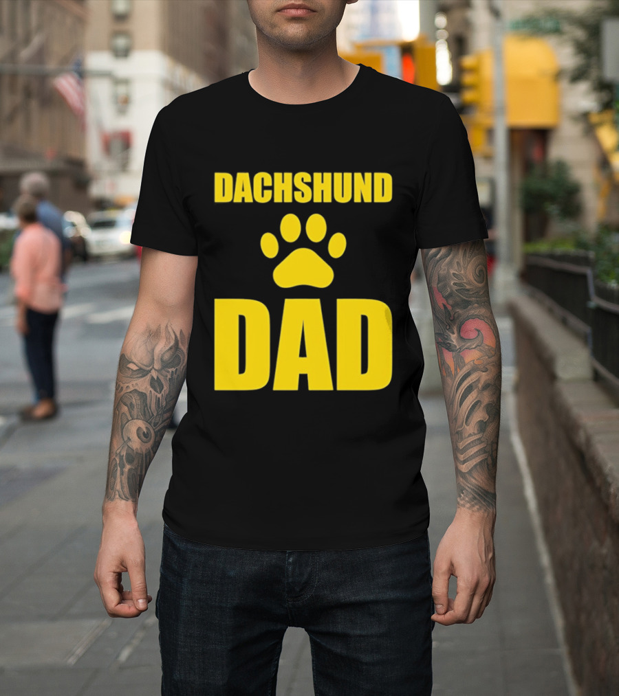Dachshund Dad Wiener Dog Paw Print T-Shirt