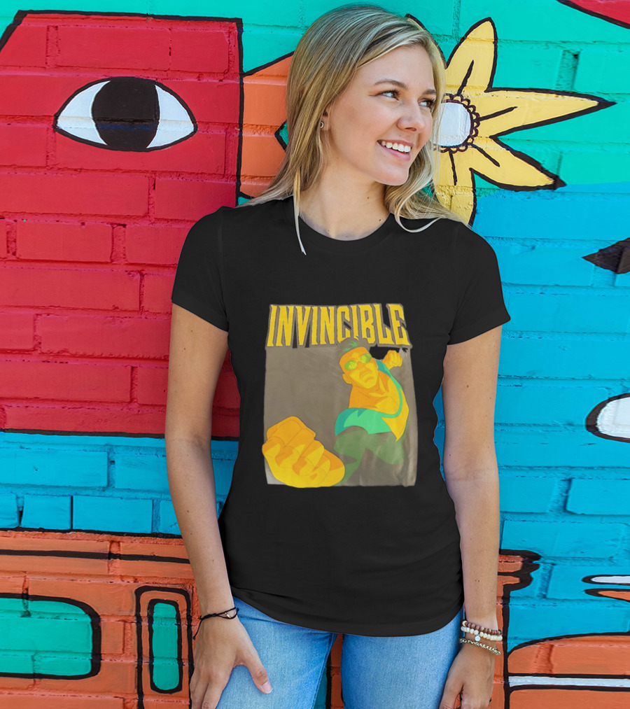 Invincible Superhero Bold Fist Action Pose T-Shirt