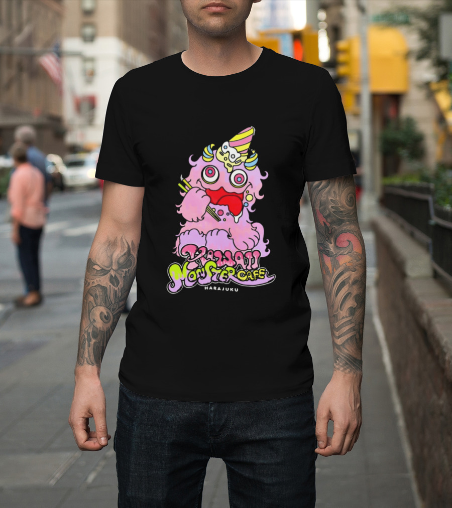Kawaii Monster Cafe Harajuku Pink Fluffy Creature Fun T-Shirt