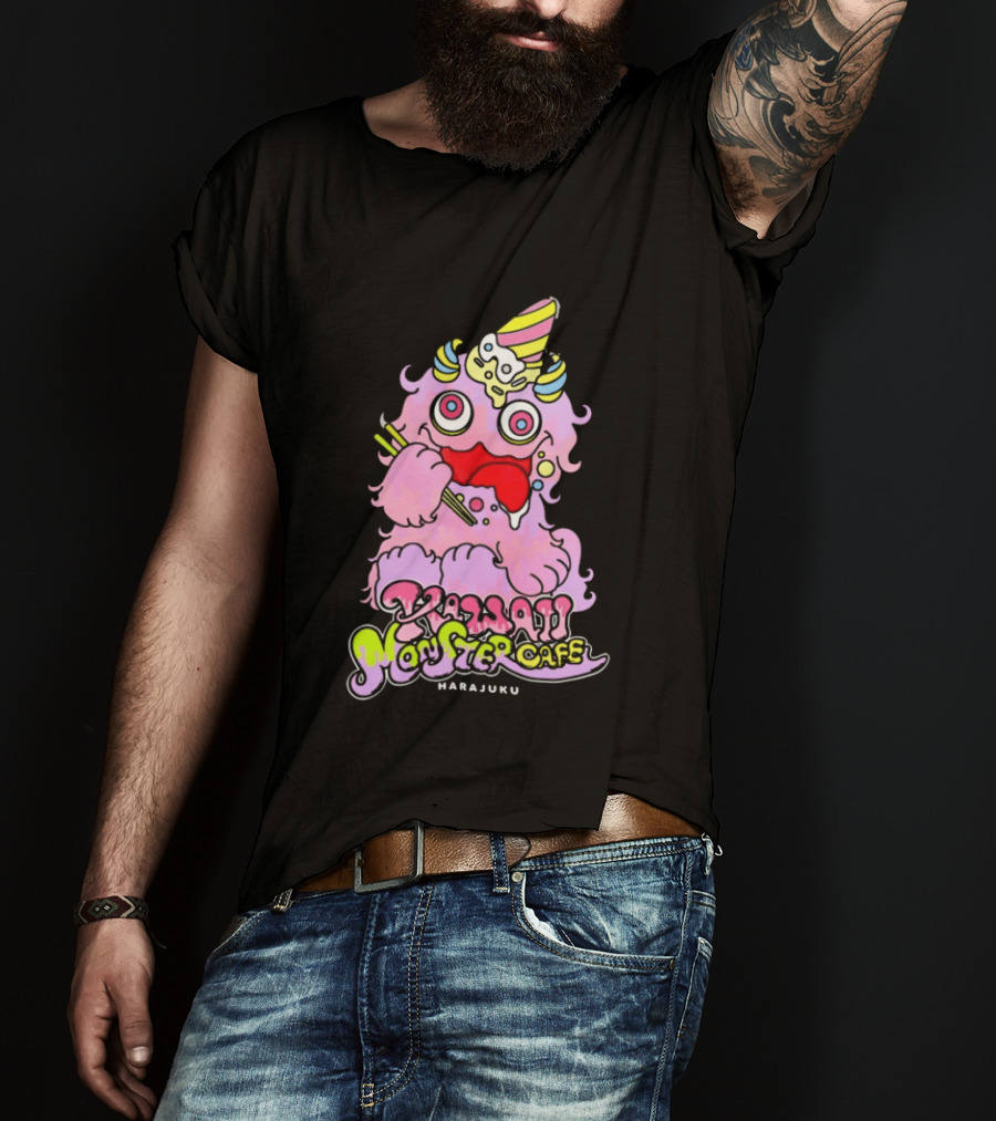 Kawaii Monster Cafe Harajuku Pink Fluffy Creature Fun T-Shirt