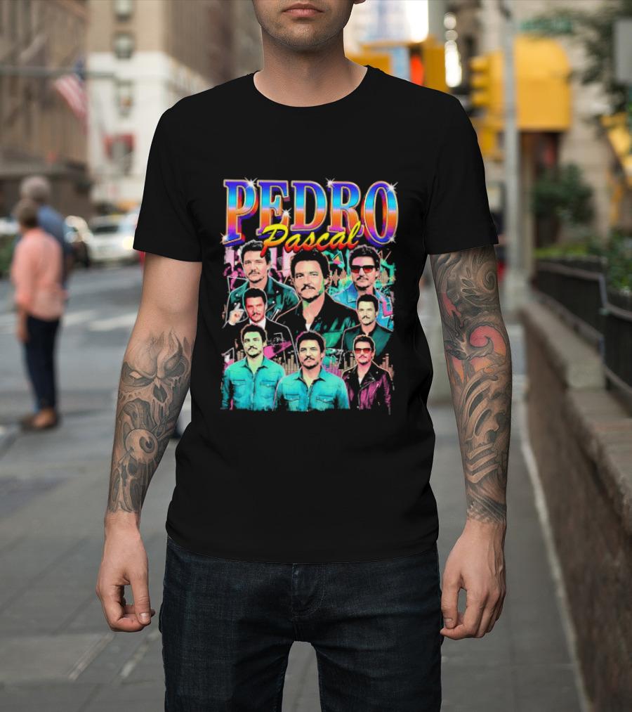 Pedro Pascal Multicolored Collage Actor T-Shirt