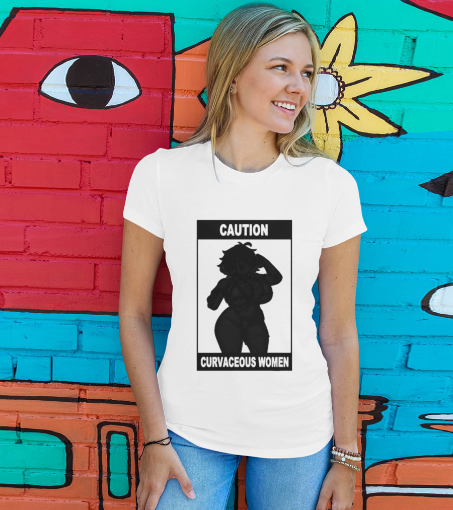 Caution Curvaceous Women 2026 Bold Silhouette Warning T-Shirt