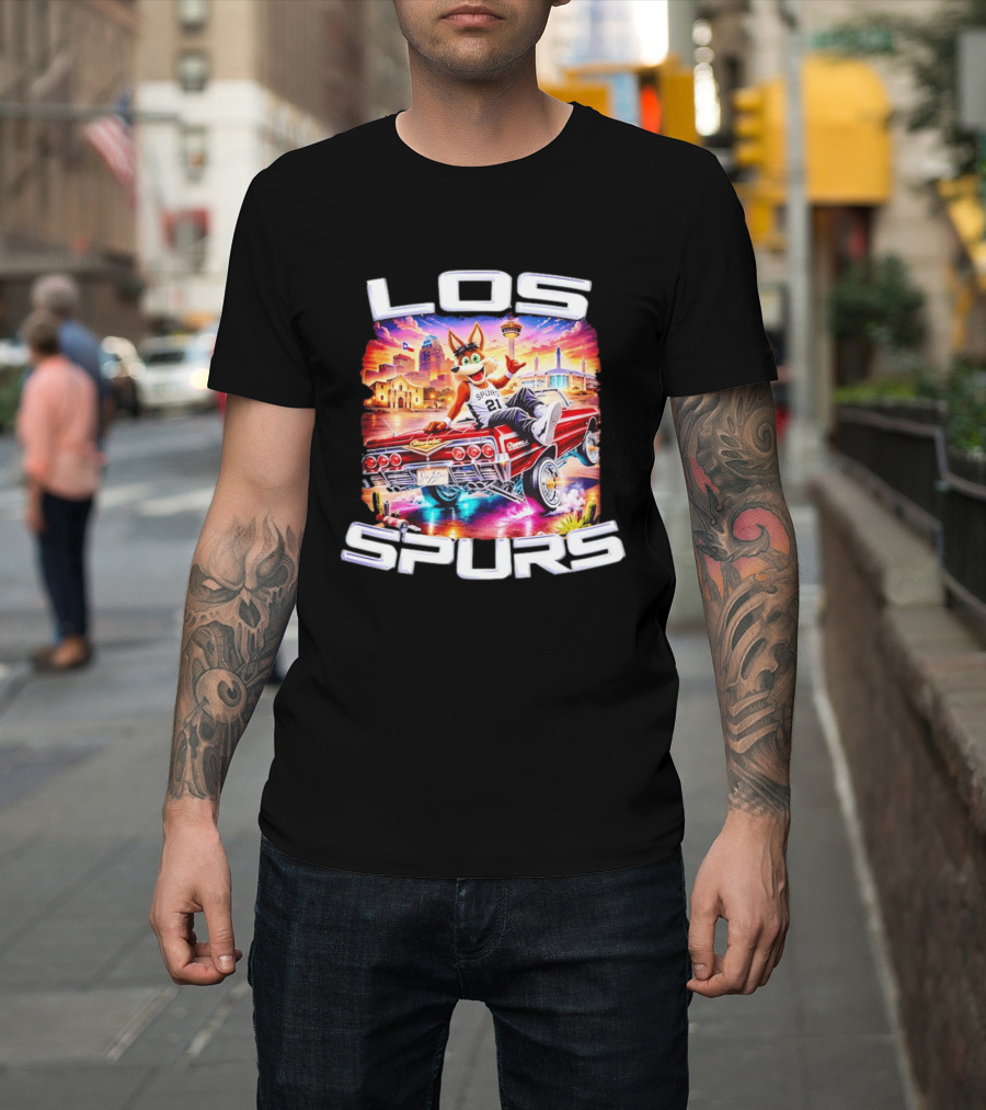 Los Spurs Coyote 21 LowRider San Antonio Skyline T-Shirt
