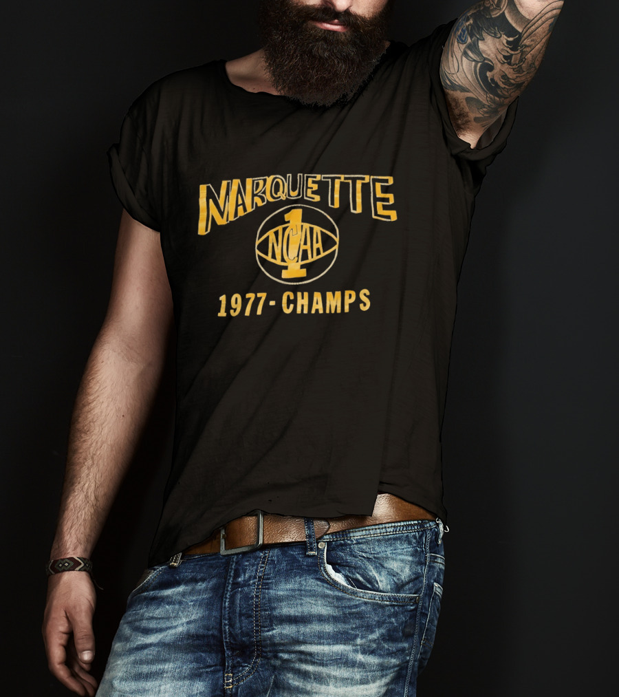 Marquette NCAA 1977 Champs Warriors 1 Basketball T-Shirt