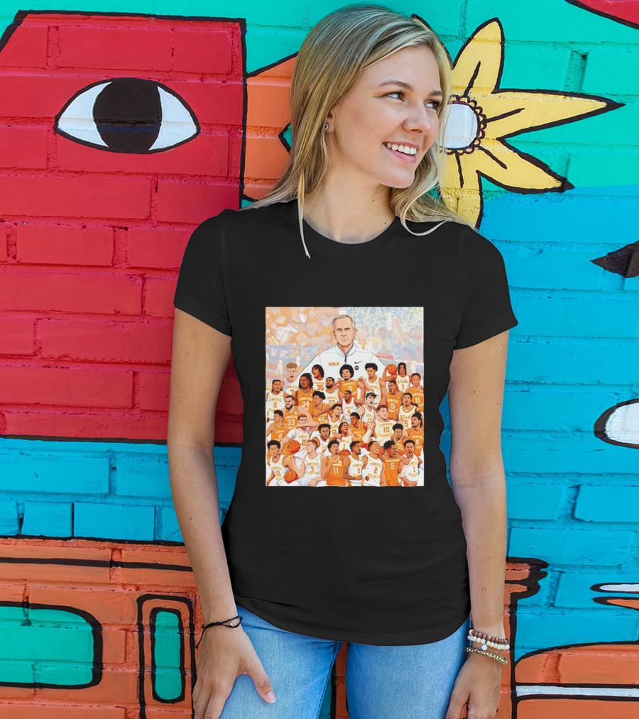 Tennessee Volunteers Basketball Team Illustration Coach Vols Players T-Shirt