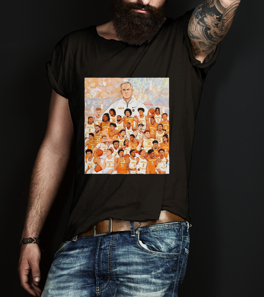 Tennessee Volunteers Basketball Team Illustration Coach Vols Players T-Shirt