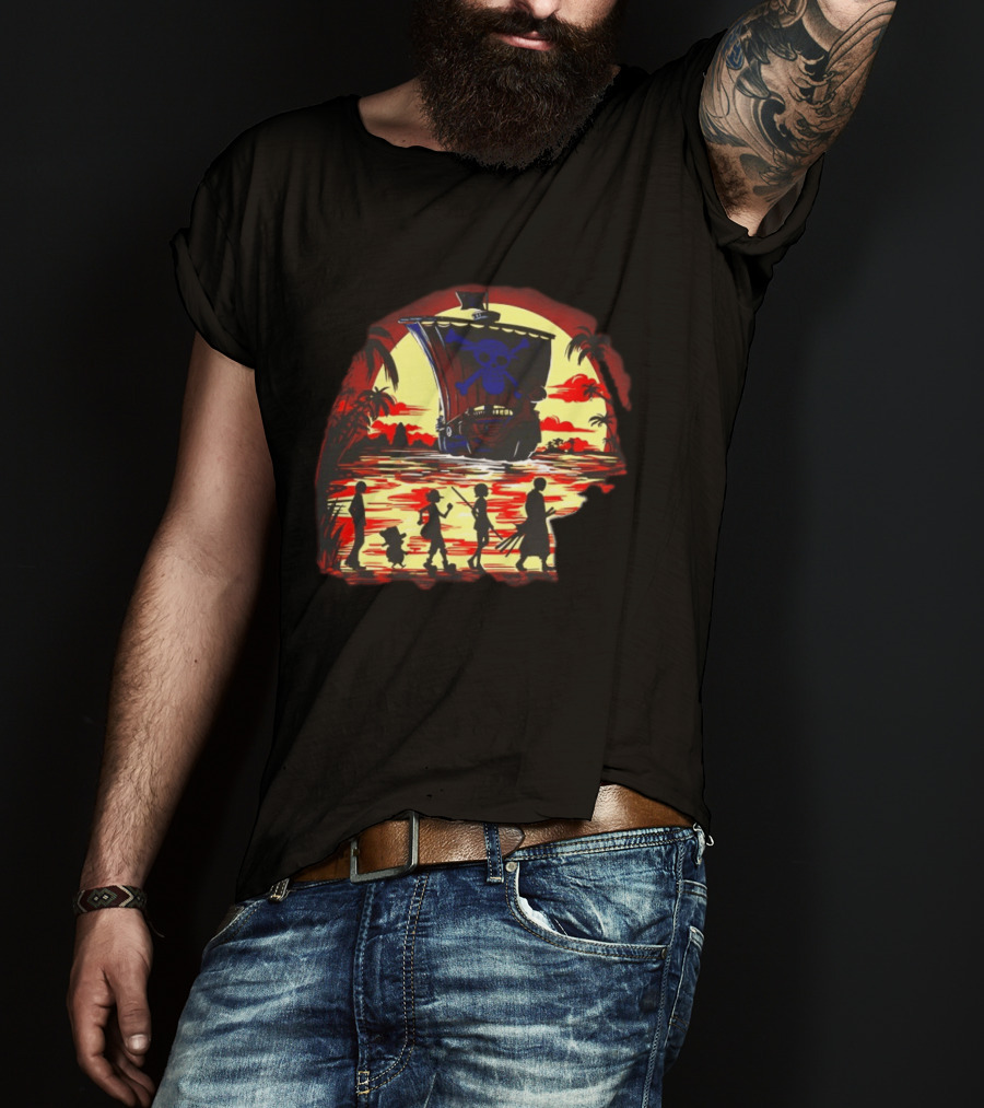 Fellowship Straw Hat Pirates Going Merry Sunset Adventure T-Shirt