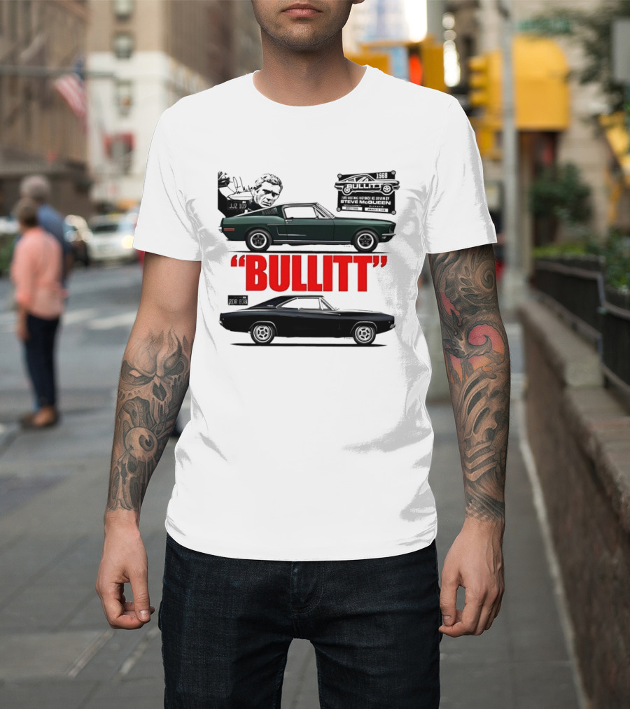 Bullitt 1968 Frank Bullitt Ford Mustang GT Green Highland Dodge Charger T-Shirt