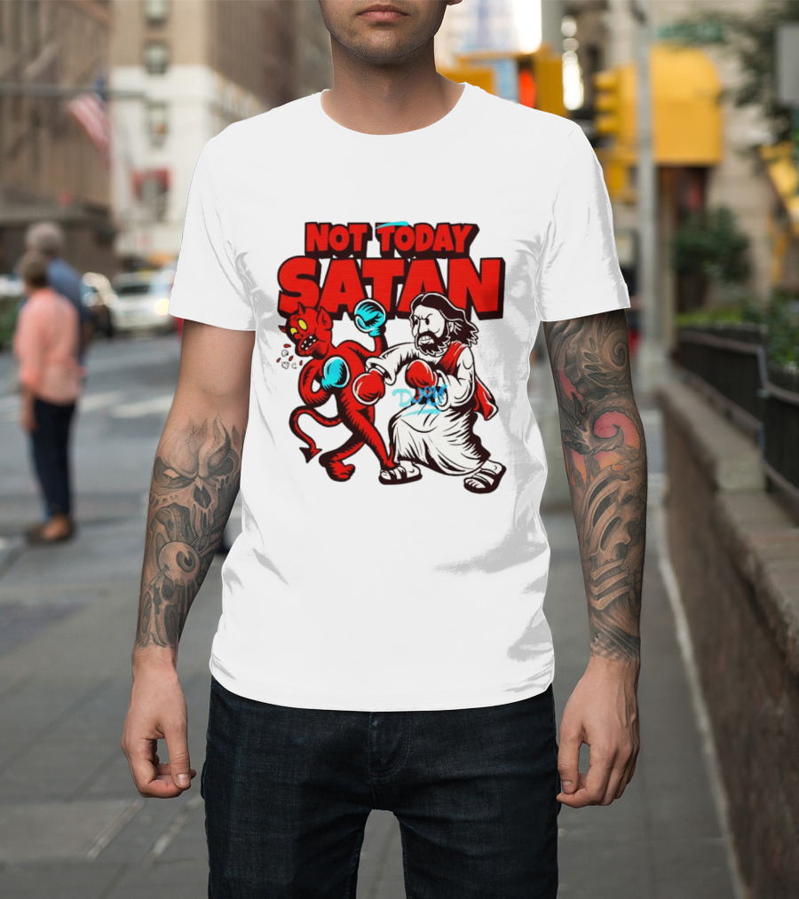 Not Today Satan God Versus Devil Boxing Match T-Shirt