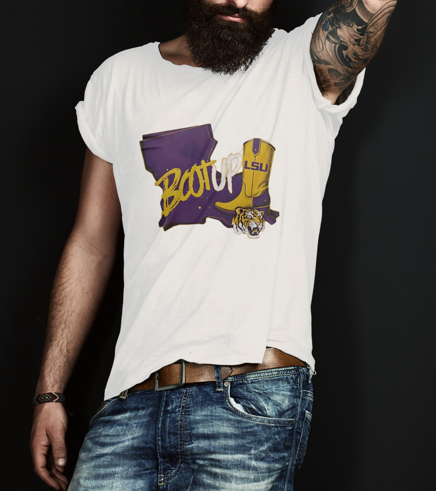 Welcome Home Coach Will Wade Boot Up LSU Tigers Louisiana Map And Boot With LSU Logo And Tiger Head T-Shirt
