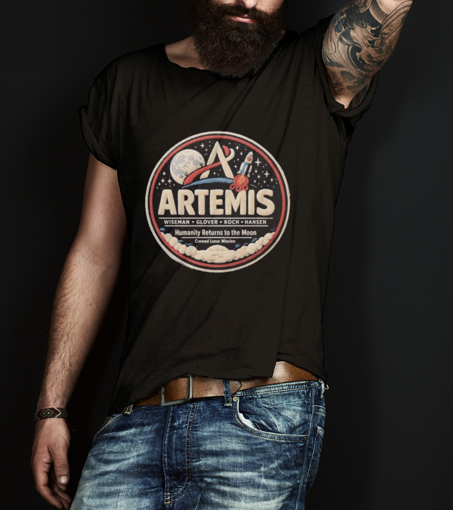 Artemis 2 Mission Faux Lunar Patch NASA T-Shirt