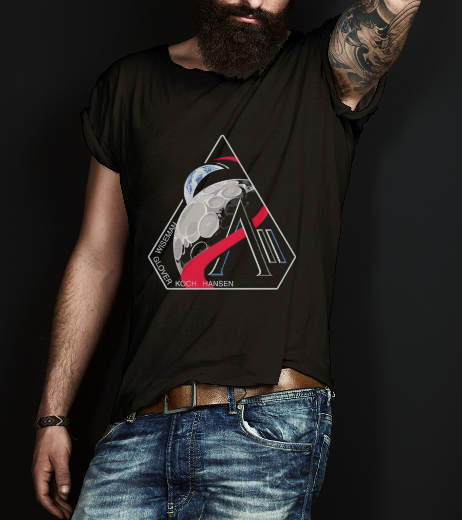 Artemis II Mission Wiseman Glover Koch Hansen Patch T-Shirt