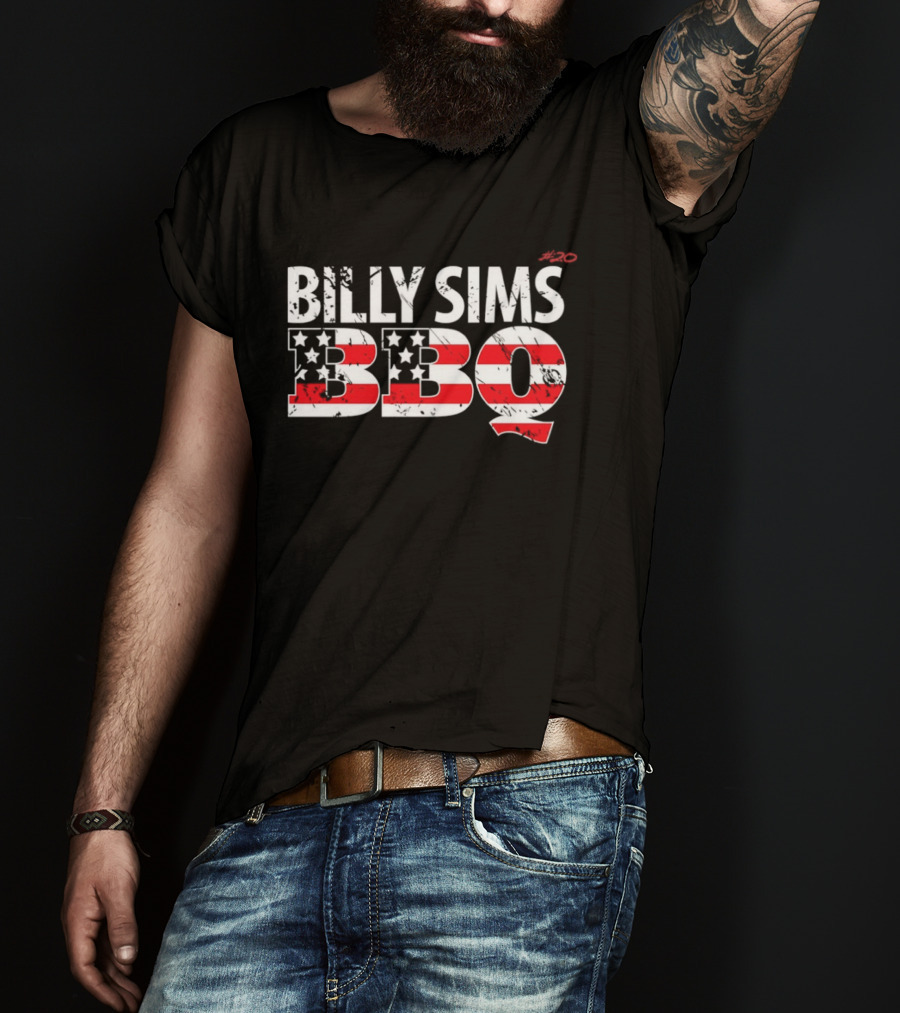 Billy Sims BBQ American Flag Stars And Stripes T-Shirt