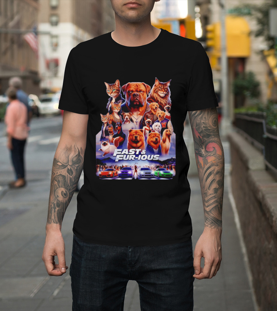 Dogs Cats Fast And Fur Ious Car Racing Pets T-Shirt