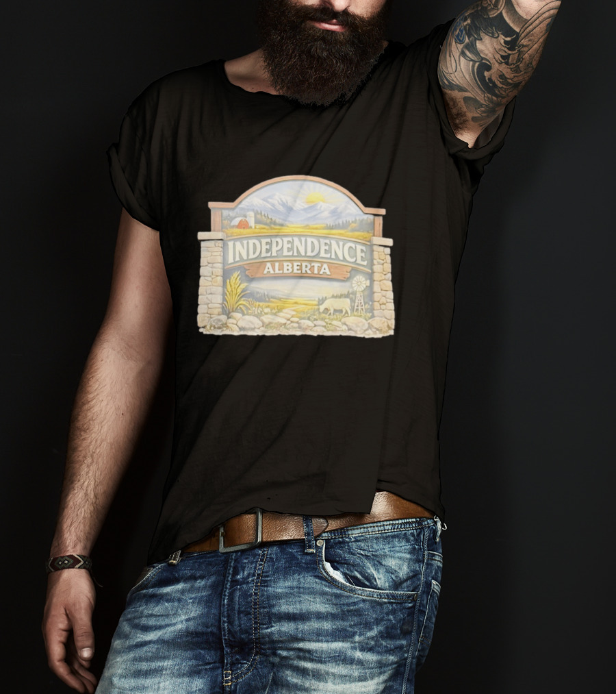 Independence Alberta Rural Landscape Sign Farm Scene T-Shirt