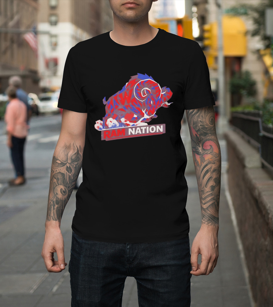Ram Nation Red Blue Charging Ram T-Shirt