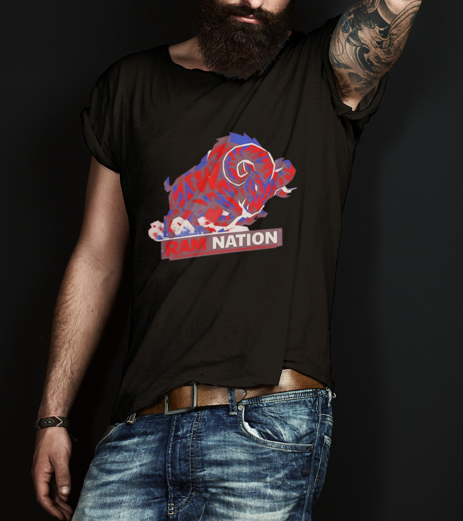 Ram Nation Red Blue Charging Ram T-Shirt