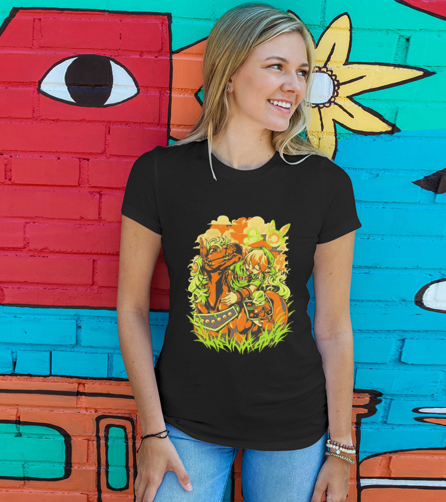 Link Epona Navi Fields Retro Gaming Adventure Fantasy T-Shirt