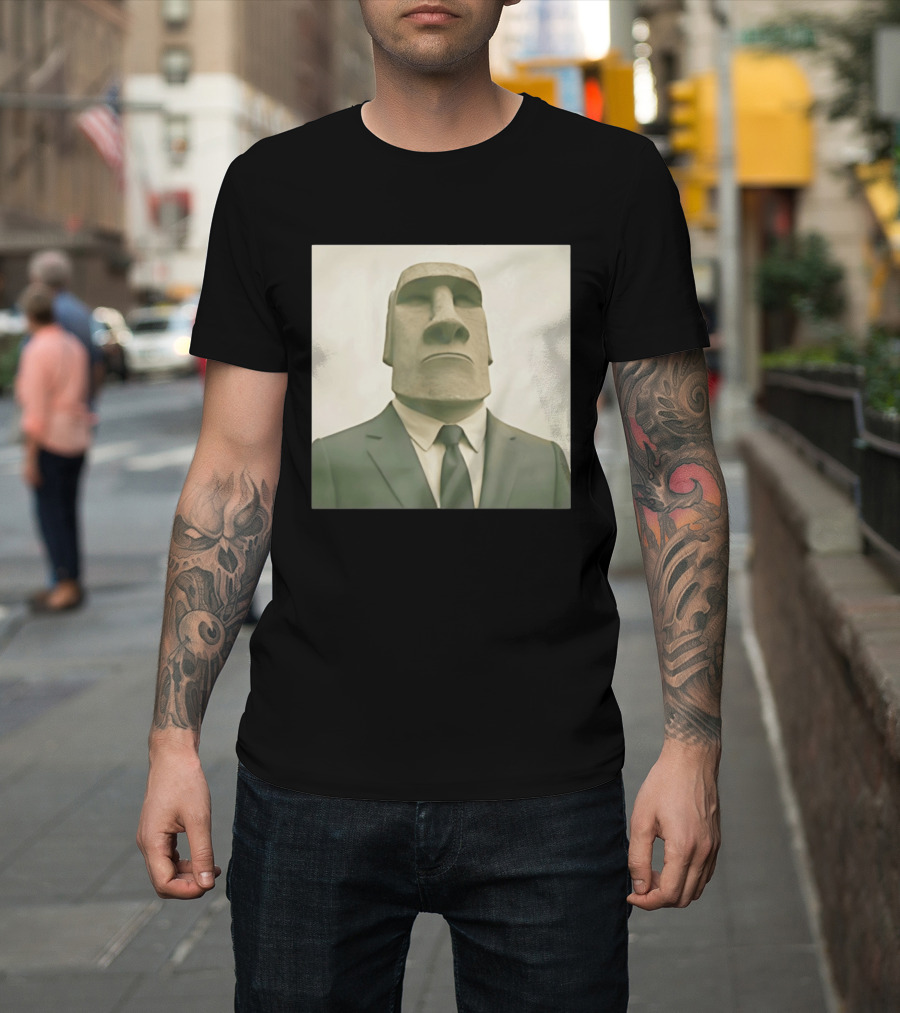 Moai Statue Wearing Business Suit T-Shirt