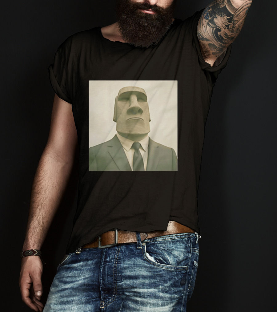 Moai Statue Wearing Business Suit T-Shirt