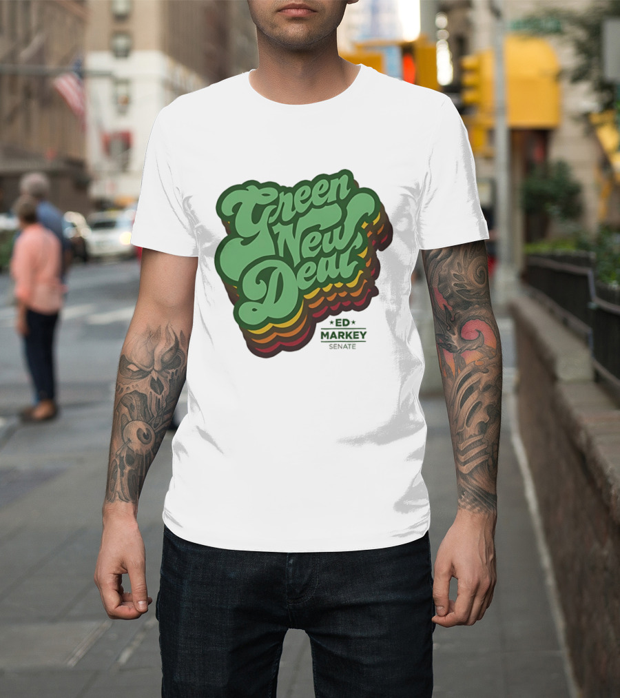 Green New Deal Ed Markey Senate Retro Font T-Shirt