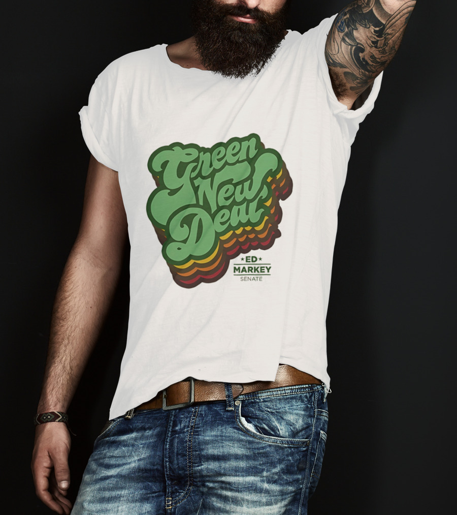 Green New Deal Ed Markey Senate Retro Font T-Shirt