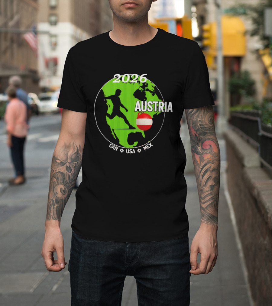 Austria Football 2026 CAN USA MEX World Cup Soccer Map T-Shirt