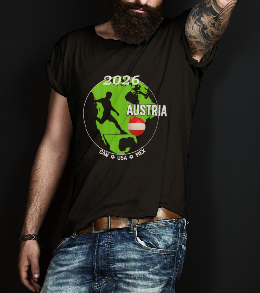 Austria Football 2026 CAN USA MEX World Cup Soccer Map T-Shirt