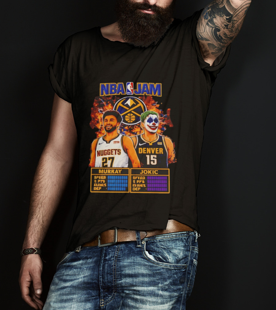 NBA Jam Denver Nuggets Jokic And Murray Basketball Legends T-Shirt