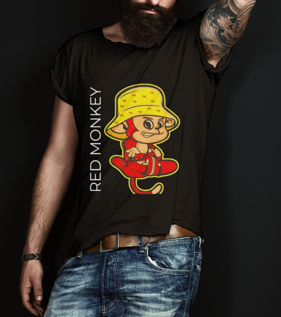 PA Red Monkey Cartoon With Yellow Hat T-Shirt