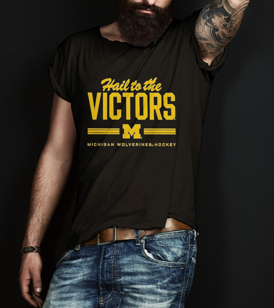 Michigan Wolverines Hockey Hail To The Victors M T-Shirt