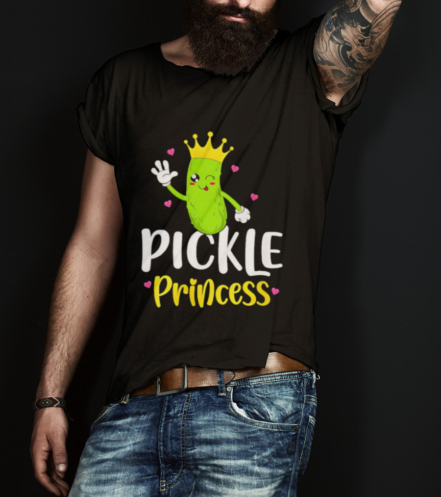 Pickle Princess Crown Cute Fun Cartoon T-Shirt
