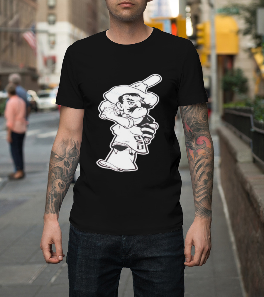 Pistol Pete Pitching OSU Cowboy Baseball T-Shirt
