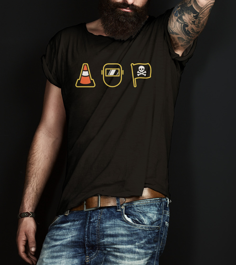 Pittsburgh Pirates Jolly Roger Welding Mask Traffic Cone T-Shirt