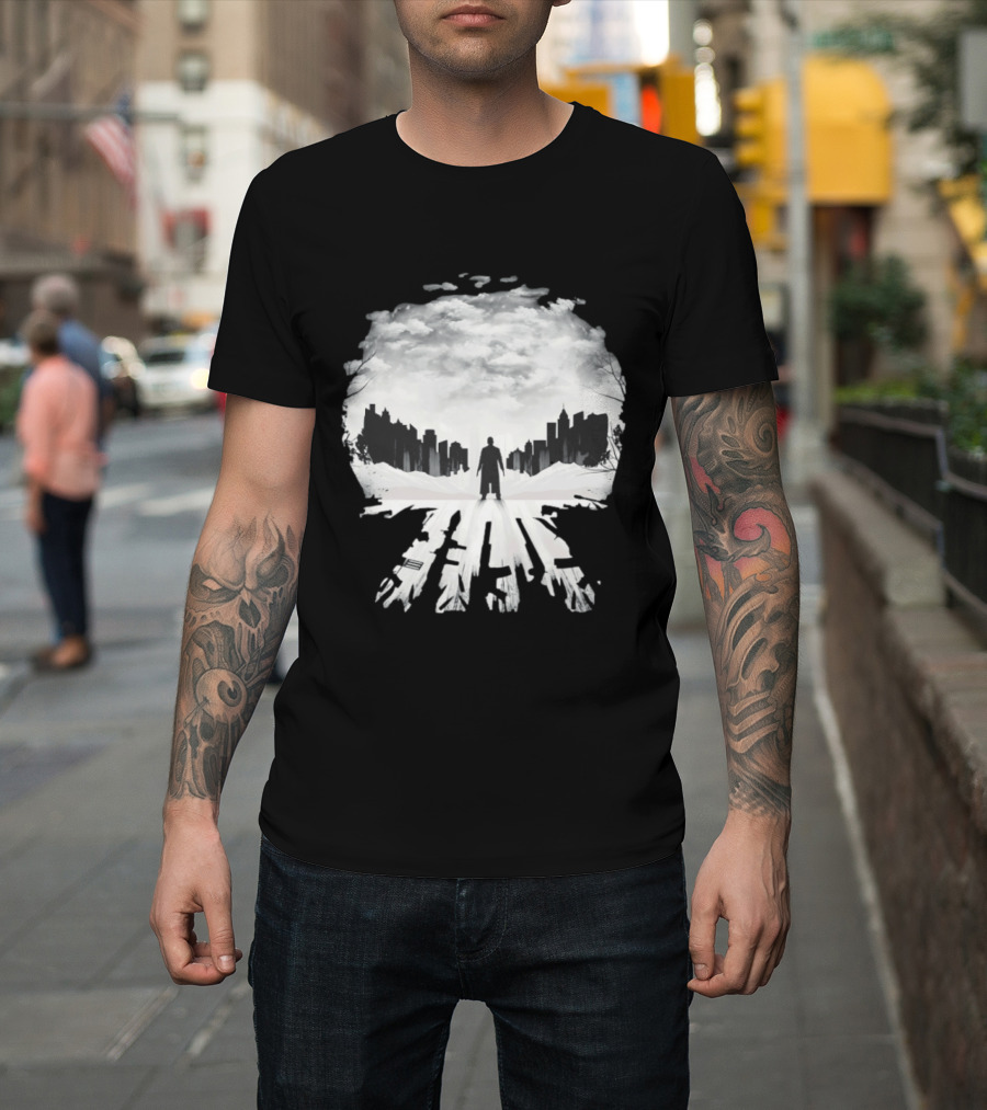 Punisher One Last Kill Urban Silhouette Black And White T-Shirt