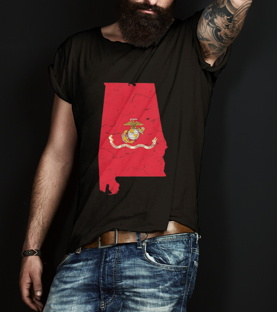 United States Marine Corps Alabama Emblem Map T-Shirt
