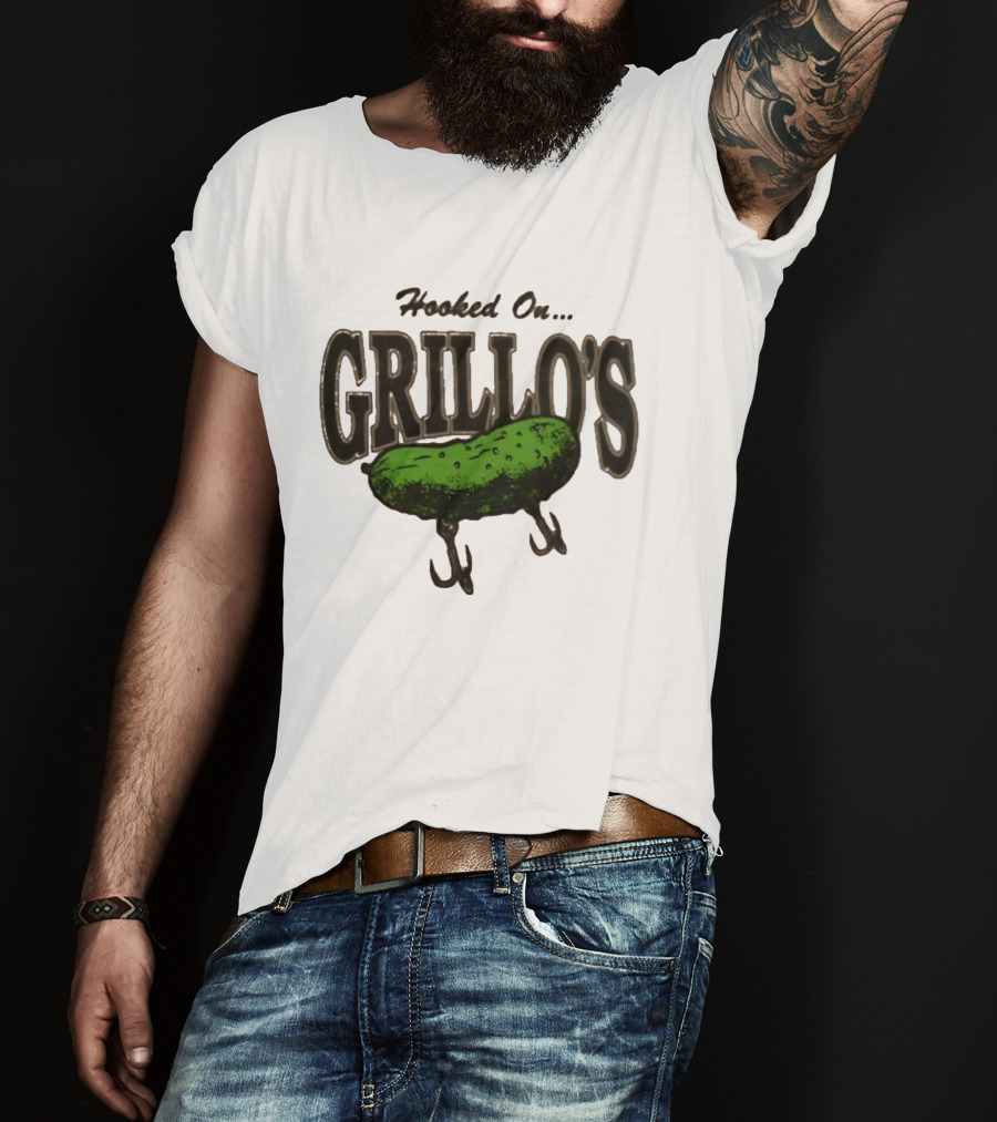 Hooked On Grillo's Pickle Green Fishing Hooks T-Shirt