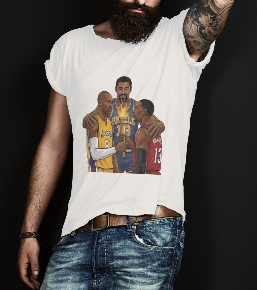 Wilt Chamberlain Kobe Bryant Lakers Bam Adebayo Miami Heat Passing The Torch T-Shirt